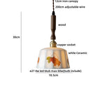 Afralia™ LED Rose Flower Pendant Lamp Ceramic Wood Nordic Modern Hanging Light