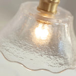 Walnut Wood Clear Glass LED Pendant Lamp - Nordic Modern Hanging Light