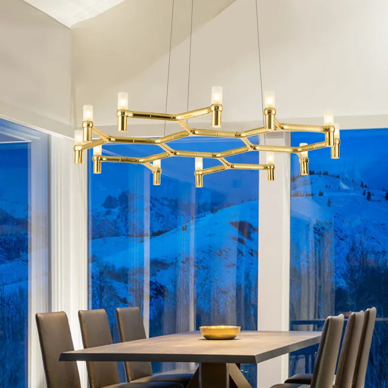Afralia™ Metal Pendant Chandelier LED Lighting Fixture for Modern Luxury Foyer, Stairs & Indoor