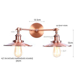 Vintage LED Wall Lamp with Pull Chain Switch, 2 Heads Industrial Sconce