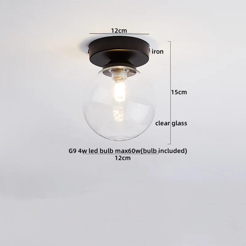 Wood Glass LED Ceiling Lamp Modern Kitchen Living Room Light Fixture