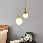 Nordic Copper Glass LED Pendant Light for Bedroom Living Room Corridor