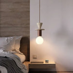 Afralia™ Yellow Travertine LED Pendant Lights Stone Modern Hanging Lamp for Dining Room