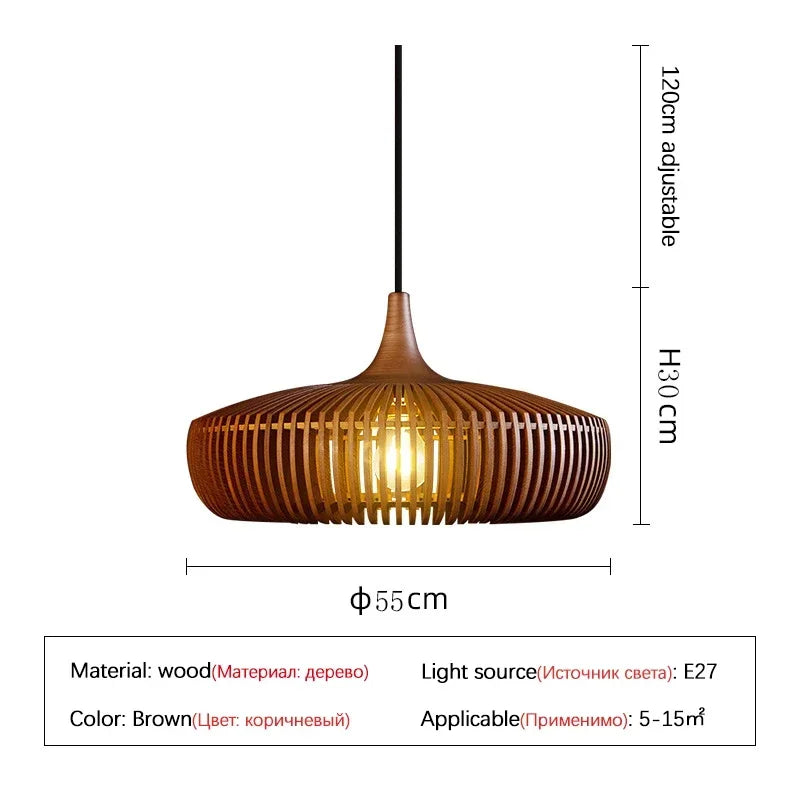 Wood Suspension Pendant Lamp for Bedroom Dining Table Home Decor