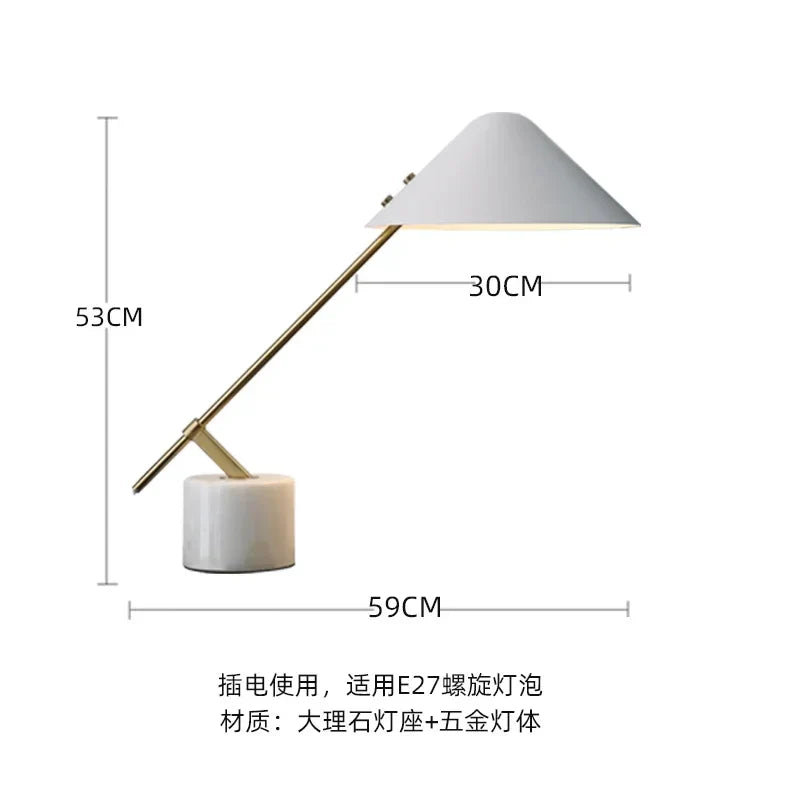 Marble Base LED Table Lamp Black/White, Minimalist Design for Home Office Bedroom