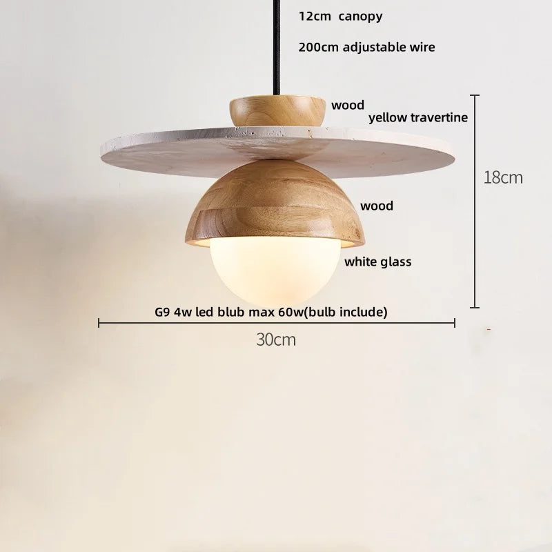 Yellow Travertine Stone Pendant Lights LED Modern Hanging Lamp - Nordic Design