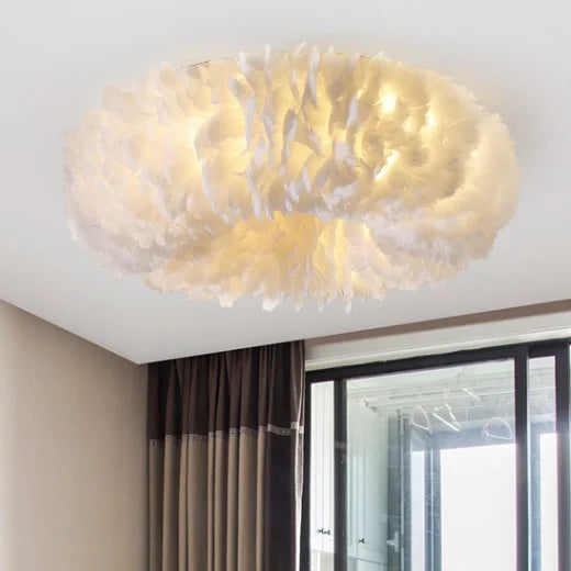 Feather Ceiling Lamp: Stylish Round DownLights with E27 Bulb for Home Decor