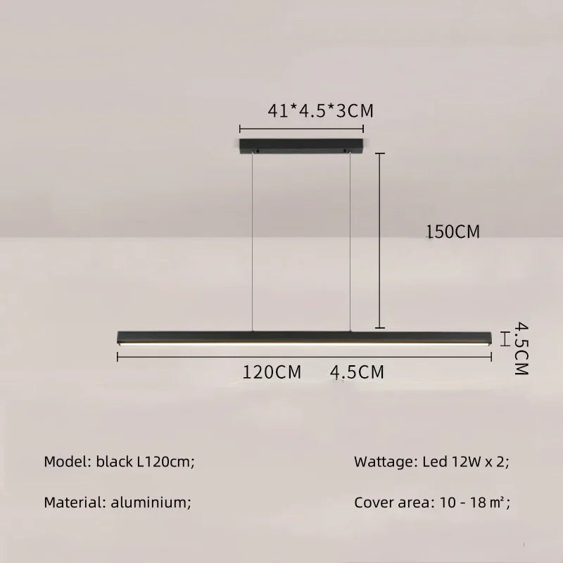 Modern Straight Pendant LED Light - Minimalist Painted Aluminium Chandelier