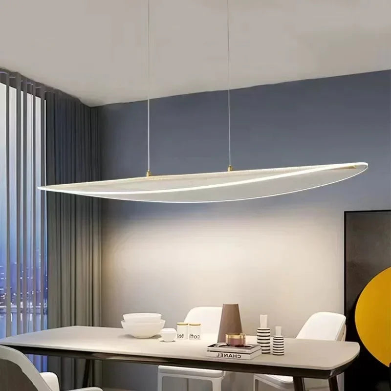 Long Curve LED Chandelier for Living Room Dining Office Decor