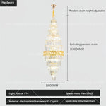 Hollow Spiral Staircase Chandelier | Modern Long Crystal Light for Villa Livingroom
