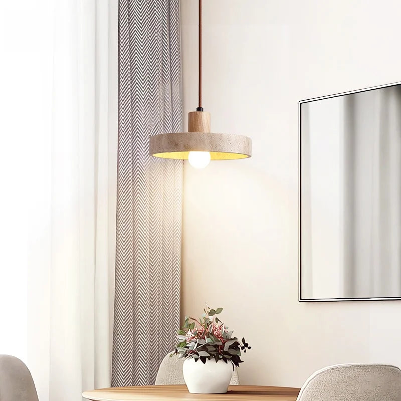 Afralia™ Yellow Travertine LED Pendant Lamps: Nordic Modern Interior Lighting for Living Room