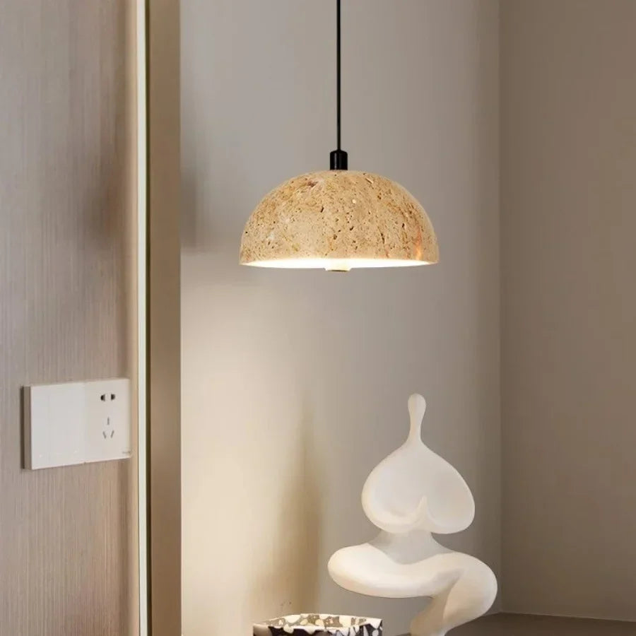 Afralia™ Stone Cave Yellow LED Pendant Lights for Home Decor and Wabi Sabi Style