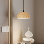 Afralia™ Stone Cave Yellow LED Pendant Lights for Home Decor and Wabi Sabi Style