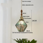 Blue Glass LED Pendant Light Fixture Modern Nordic Wire Hanging Lamp