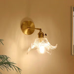 Flower Glass LED Wall Lamp Pull Chain Switch Up Down Rotate Wall Light