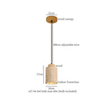 Afralia™ Wabi Sabi Stone LED Hanging Lamp Yellow Travertine Vintage Pendant Lighting