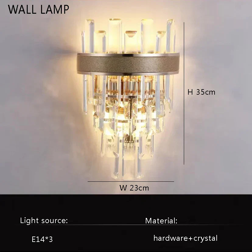 Gold Lustre Chandelier LED Crystal Light Fixture - Postmodern Luxury Hanging Lamp