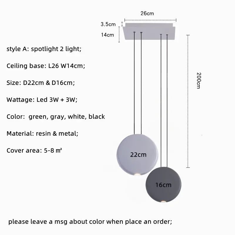 Nordic Bar Modern LED Pendant Light Resin Lustre Dining Room Hanging Lamp