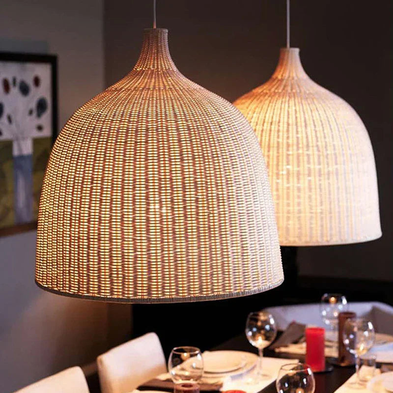 Bamboo Weaving LED Pendant Lights for Home Decor and Dining Room