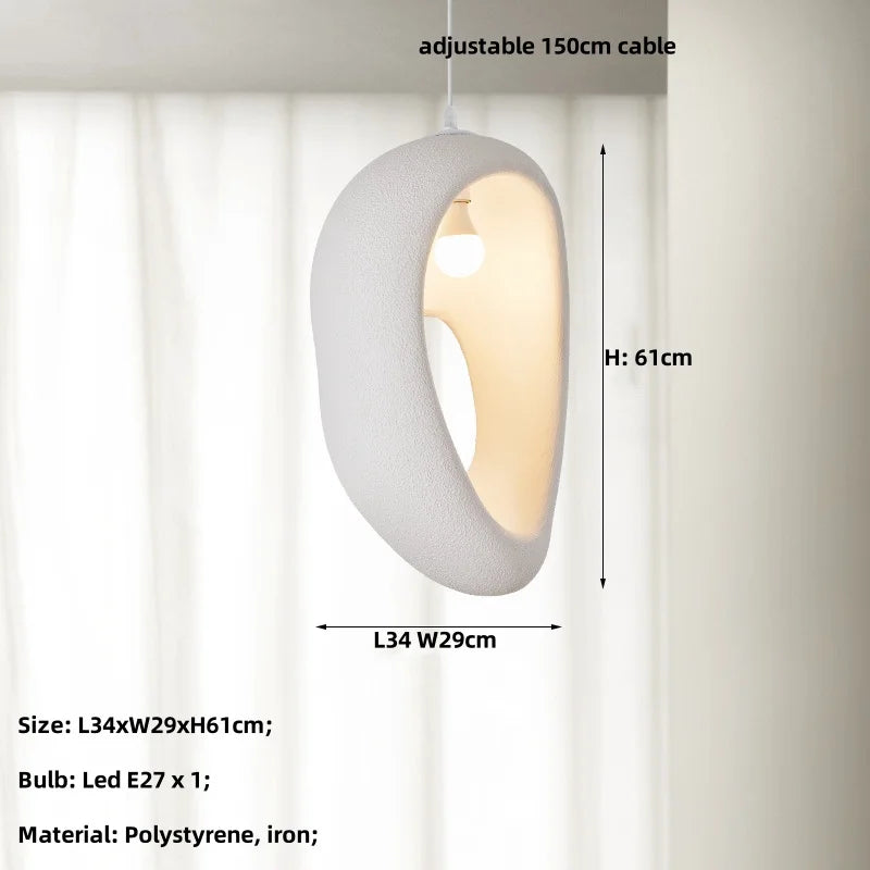 White Wabi Sabi E27 LED Pendant Chandelier for Home Decor & Bar, Nordic Design