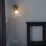 Glass Rotate Copper Wall Sconce | Pull Chain Switch LED Light Fixture