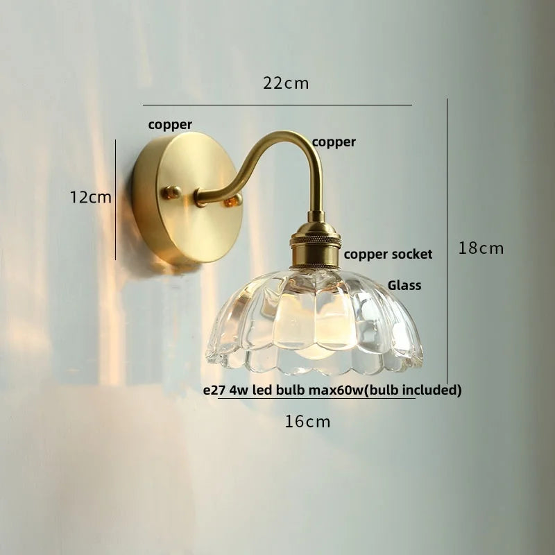 Clear Glass LED Wall Sconce Pull Chain Switch Modern Stair Light