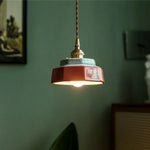 Ceramic LED Pendant Light Japanese Copper Hanging Lamp - Vintage Style