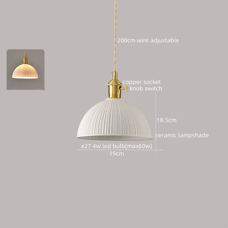 White Ceramic LED Pendant Lamp Modern Hanging Light Fixtures
