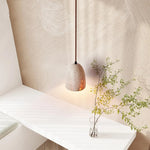 LED Pendant Lamp Yellow Travertine Japanese Style Adjustable Hanging Light