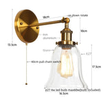 Industrial Clear Glass Wall Sconce Light for Stair, Foyer, Bedroom.