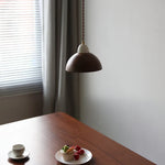 Ceramic Walnut Pendant Light with LED, Adjustable Hanging Lamp