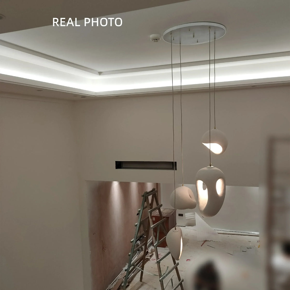 Wabi-sabi Resin Pendant Chandelier | Nordic Villa Stair Decor Droplight