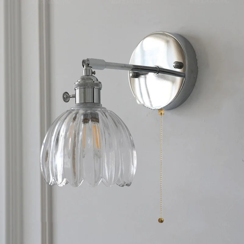 Clear Glass Iron Wall Lamp - Dual Light Up Down Rotate for Home Décor