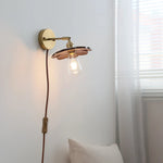 Walnut Wood LED Wall Sconce, Pull Chain Switch, Copper Socket, Bedroom Aisle Hallway