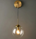 Golden Round Glass Wall Sconce: Modern Nordic Lighting Fixture for Home Decor