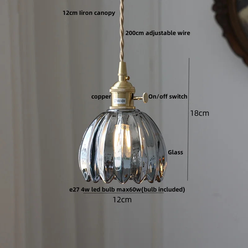 Afralia™ Clear Glass Copper Pendant Lights Adjustable Modern Wire Nordic Vanity Light