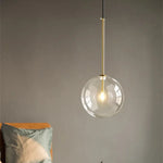 Clear Glass Globe LED Pendant Chandelier for Dining Room and Living Room