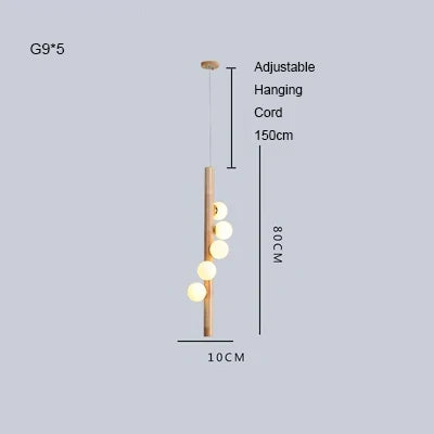 Burly Wood Walnut Glass Pendant Light for Living Room Bar Foyer