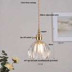 Modern Clear Glass Pendant Lights for Coffee Study Bedroom, Adjustable Copper Wire Lighting Fixtures