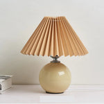 Nordic Ceramics Table Lamp - Modern Desk Light with Pleated Lampshade for Cozy Home Lighting