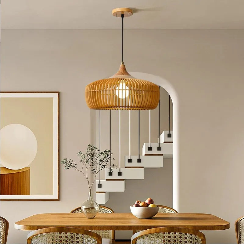 Wood Suspension Pendant Lamp for Bedroom Dining Table Home Decor