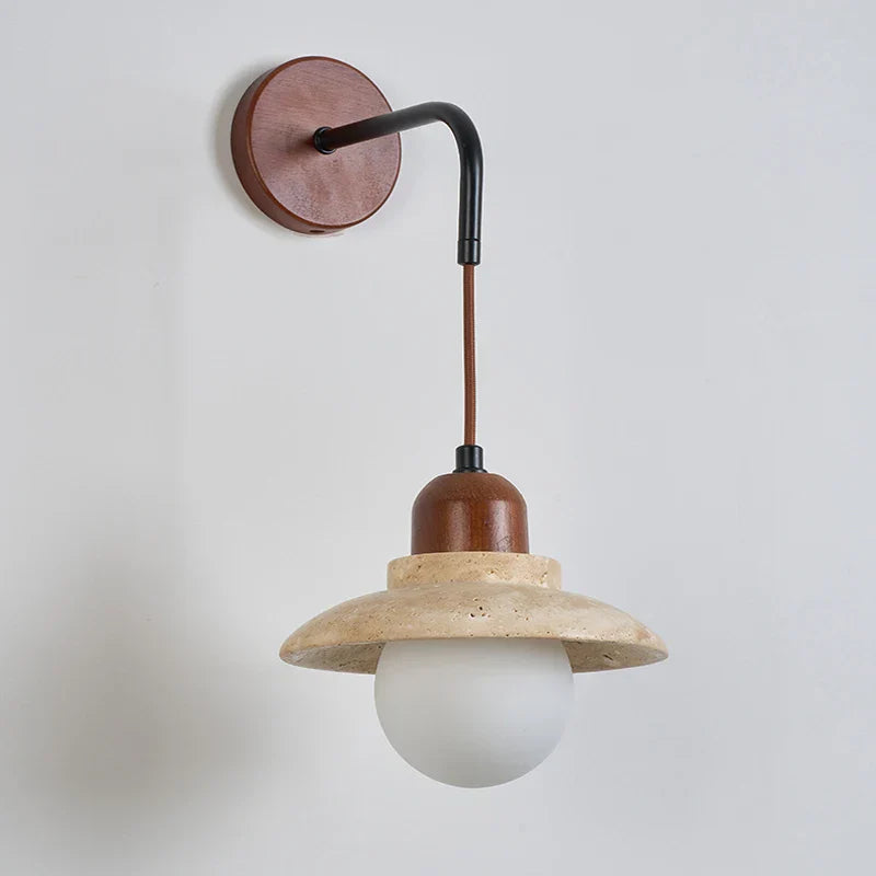 White Glass LED Wall Lights Wood Nordic Modern Bedside Lamp Sconce