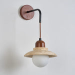 White Glass LED Wall Lights Wood Nordic Modern Bedside Lamp Sconce