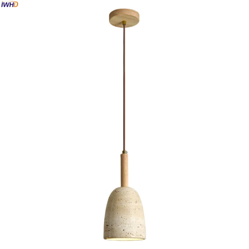 Travertine LED Hanging Lamp for Bedroom Living Room Bar | Japanese Wabi Sabi Pendant Lighting