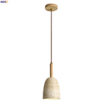Travertine LED Hanging Lamp for Bedroom Living Room Bar | Japanese Wabi Sabi Pendant Lighting