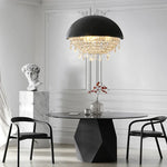 Modern Black White Hemisphere Hanging Chandelier Pendant Light for Living Dining Room