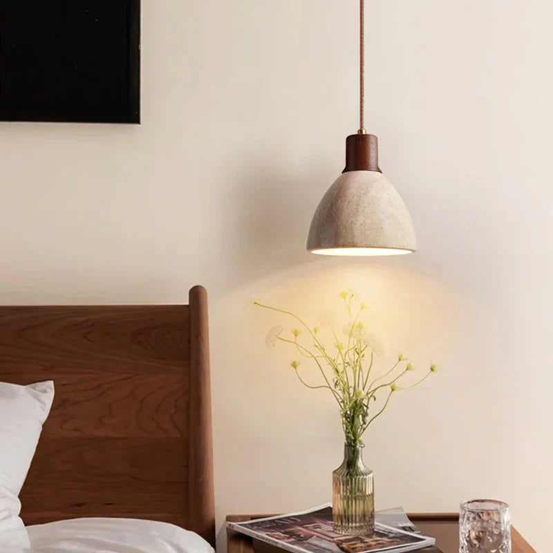 Afralia™ Yellow Travertine LED Pendant Lights for Dining Table Bedside Living Room Cafe