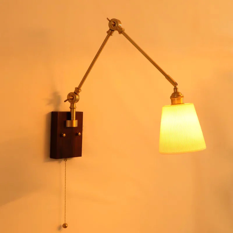 Walnut Wood LED Wall Lights Modern Bedside Sconce Rotate Up Down Left Right