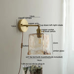 Glass Copper LED Wall Lamp Sconce for Corridor Bedroom Living Room