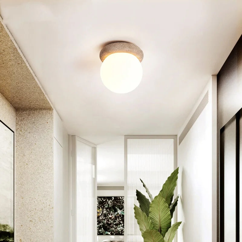 Yellow Travertine LED Ceiling Light Fixture for Modern Home Decor